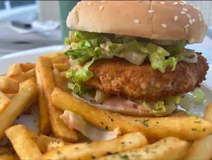 Homemade Crispy Chicken Burger & Fries